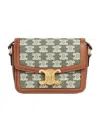 Celine Embroidered Fabric Cow Leather Handbag In Multicolor