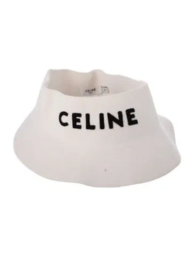 Pre-owned Celine Embroidered Felt Hat In White