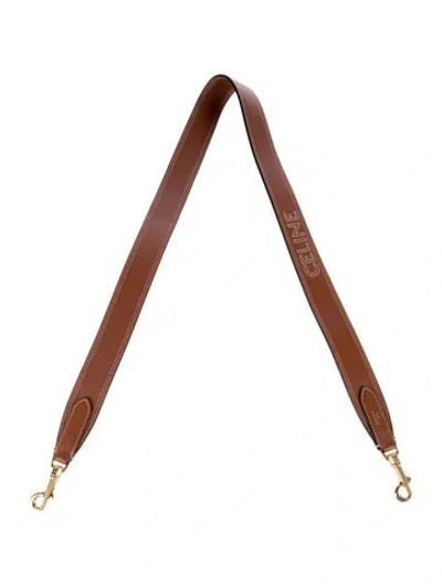 Pre-owned Celine Embroidered Handbag Strap In Brown