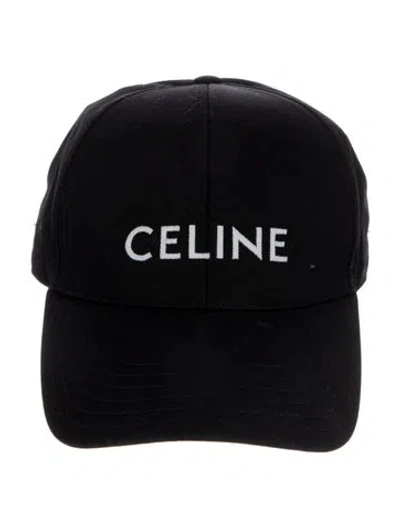 Pre-owned Celine Embroidered Logo Baseball Cap. Designer Size L. In Black