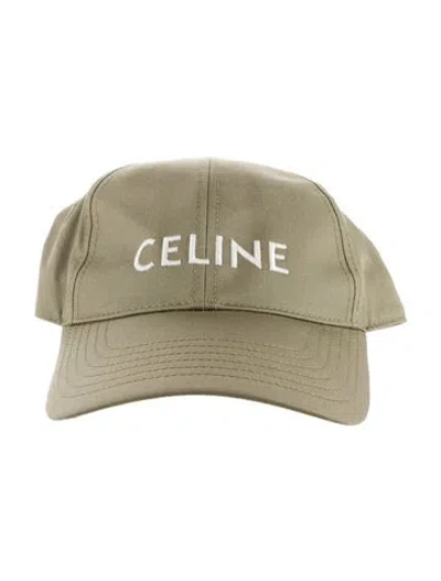 Pre-owned Celine Embroidered Logo Baseball Cap In Green