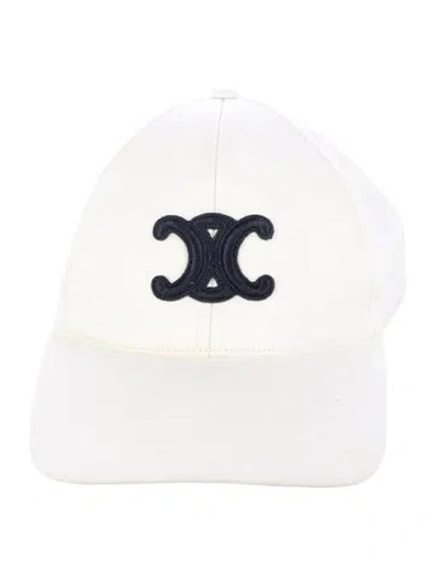 Pre-owned Celine Embroidered Logo Baseball Cap In White
