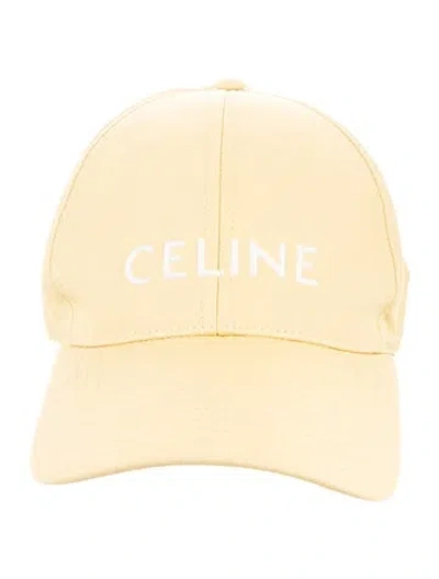 Pre-owned Celine Embroidered Logo Baseball Cap In Yellow