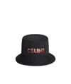 Celine Embroidered Bucket Hat In Cotton Gabardine In Black