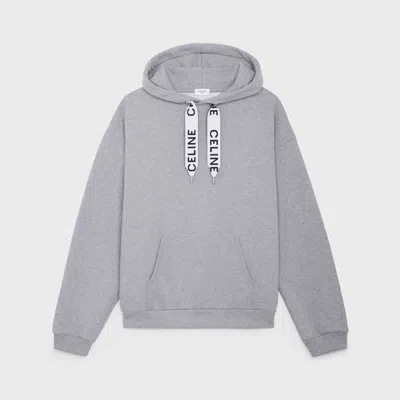 Pre-owned Celine Embroidered Logo Fleece Teddy Zip Hoodie Jacket In Gray