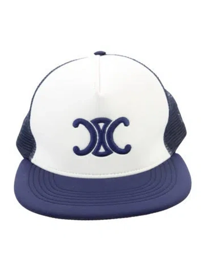 Pre-owned Celine Embroidered Logo Trucker Hat In Blue