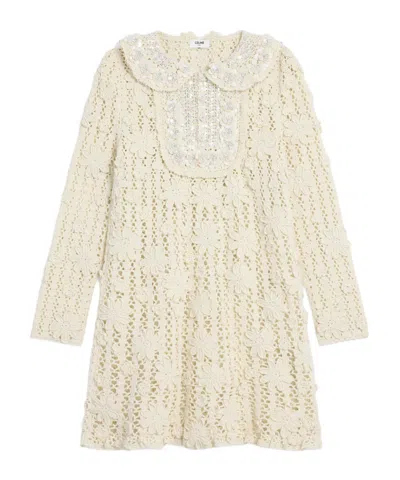Celine Embroidered Mini Dress In Crocheted Cotton