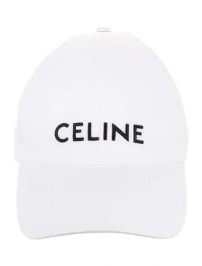 Pre-owned Celine Embroidered Signature Logo Baseball Cap W/tags In White