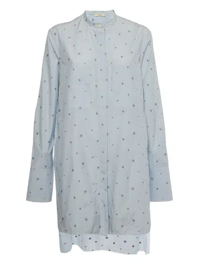 Pre-owned Celine Embroidered Striped-pattern Shirt In Blue