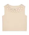 Celine Embroidered Top In Bouclette Natté In Vanilla