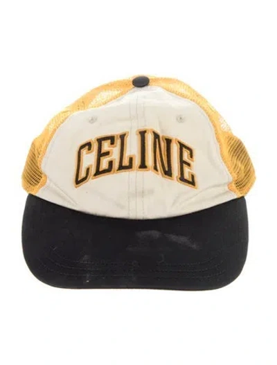 Pre-owned Celine Embroidered Trucker Hat. In Yellow