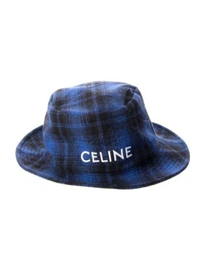 Pre-owned Celine Embroidered Wool Bucket Hat In Blue