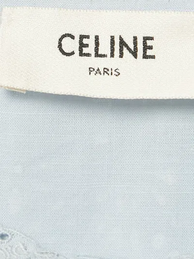 Pre-owned Celine Embroidered-collar Blouse In Blue