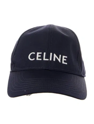 Pre-owned Celine Embroider-embellished Baseball Cap In Blue/white