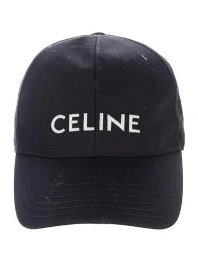 Pre-owned Celine Embroider-embellished Logo Baseball Cap In Black