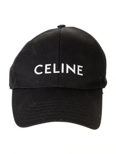 Pre-owned Celine Embroider-embellished Logo Baseball Cap In Black/white