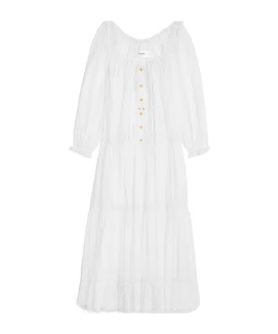 Celine Embroidery Ethnic Dress In White