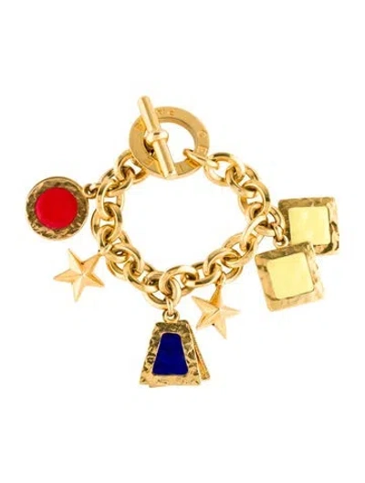 Pre-owned Celine Enamel Charm Bracelet, 6.5" In Multi