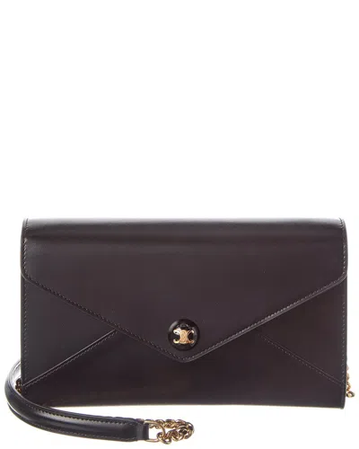 Celine Envelope Leather Wallet On Chain In Black