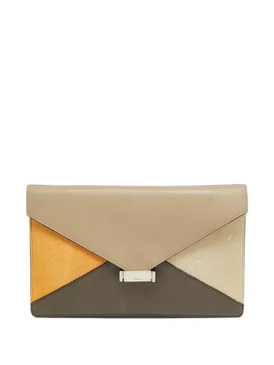 Pre-owned Celine Envelope Pony Hair Clutch Bag In Brown