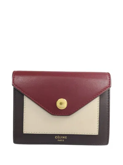 Pre-owned Celine Envelope-flap Leather Card Case In Brown