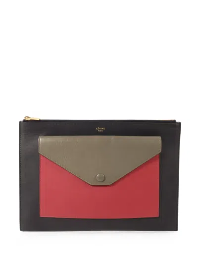 Pre-owned Celine Envelope-pocket Clutch Bag In Black