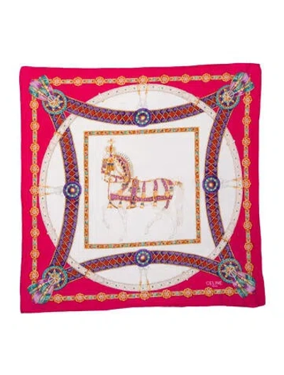Pre-owned Celine Equestrian Vintage Scarf In Pink