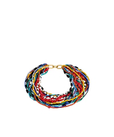 Celine Été  Multi Beads Necklace In Glass Beads, Stones And Brass With Gold Finish