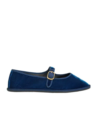 Celine Ève Triomphe Ballerina In Velvet In Blue