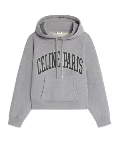 Celine Extra Large Cotton Fleece Hoodie In Grey