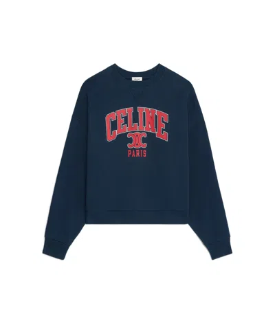Celine Extra Large Fleece Sweatshirt In Blue