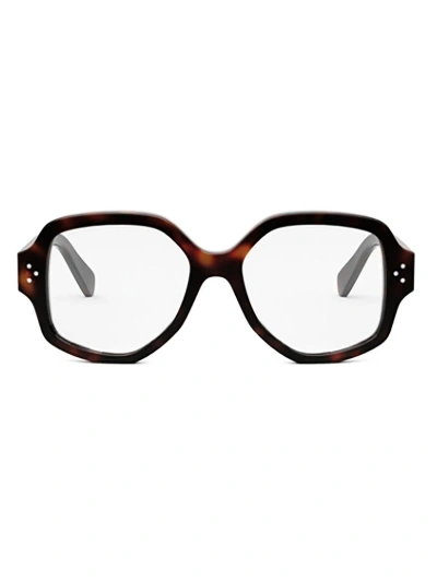 Celine Eyewear Squared Frame Glasses In Dark Havana
