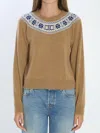 Celine Women Cashmere Crewneck Sweater In Gold