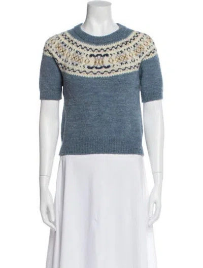 Pre-owned Celine Fair Isle Wool Sweater In Blue