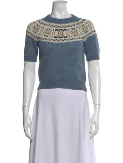 Pre-owned Celine Fair Isle Wool Sweater In Blue