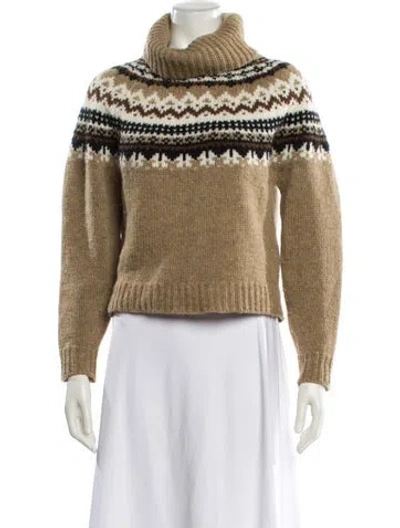 Pre-owned Celine Fair Isle Wool Sweater In Brown