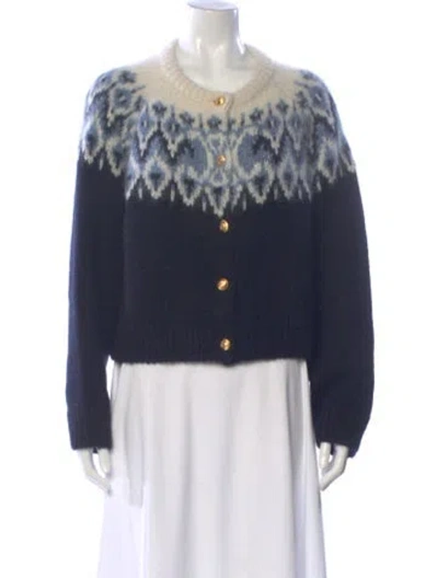 Pre-owned Celine Fair Isles Mohair Sweater In Blue