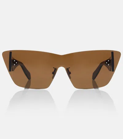 Celine Fashion Show Shield Sunglasses In Brown