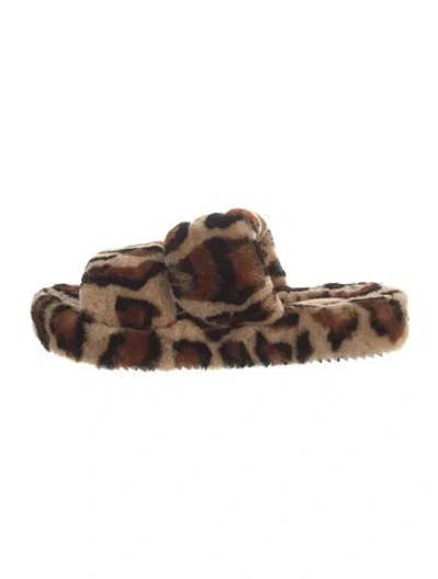 Pre-owned Celine Faux Fur Animal Print Slides In Neutral