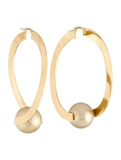 Pre-owned Celine Faux Pearl Dot Hoop Earrings In Multi