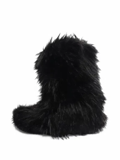 Pre-owned Celine Faux-fur Ankle Boots In Black