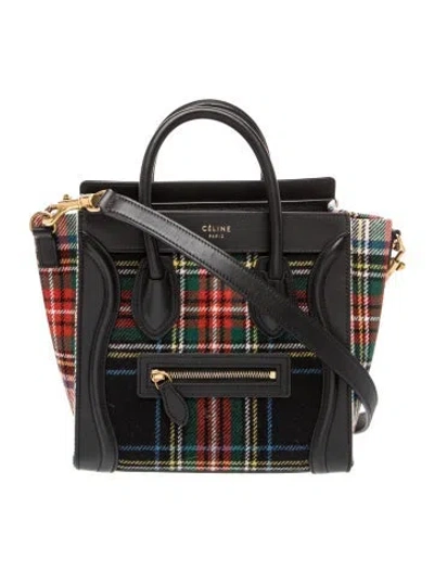 Pre-owned Celine Felt Luggage Nano In Black