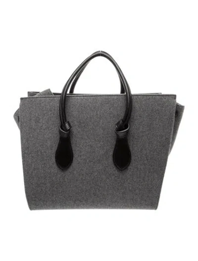 Pre-owned Celine Felt Tie Tote Medium In Gray