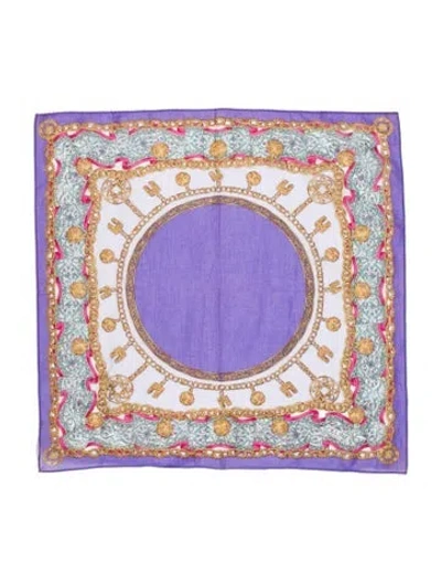 Pre-owned Celine Festival Quadri Paisley Print Scarf In Purple