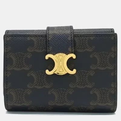 Pre-owned Celine Fine Strap Wallet In Black