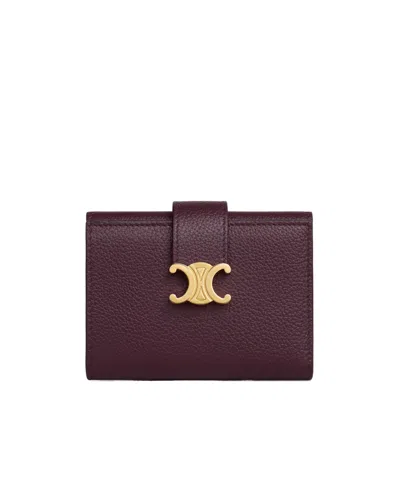 Celine Fine Strap Wallet Nino In Supple Grained Calfskin In Red