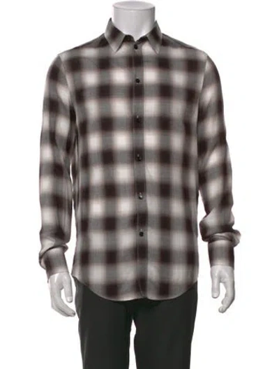 Pre-owned Celine Flannel Plaid Print Shirt In Black
