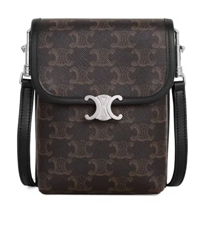 Celine Flap Shoulder Bag In Black
