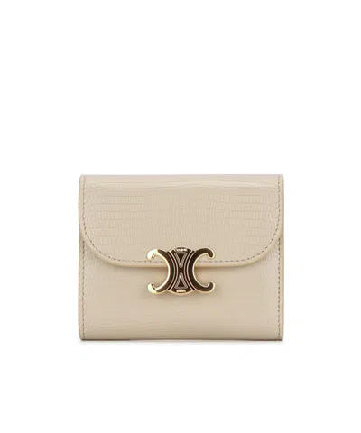 Celine Flap Wallet In Nude
