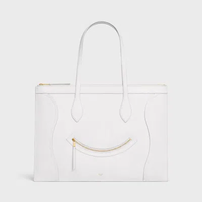 Celine Flat Luggage Zip Tote Bag In White